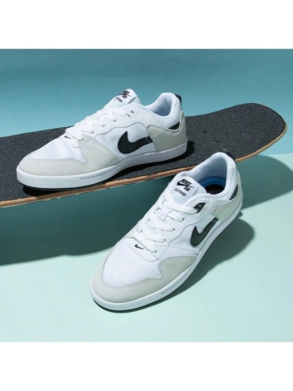 Nike SB Alleyoop Size 11 White/Black Skate Athletic Shoe Low Top Sneaker